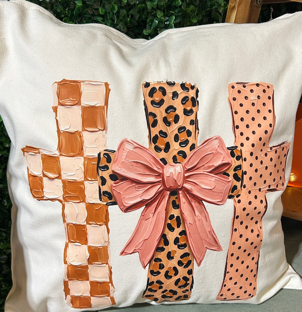 Painted Cross Pillow saltwaterandsaddles