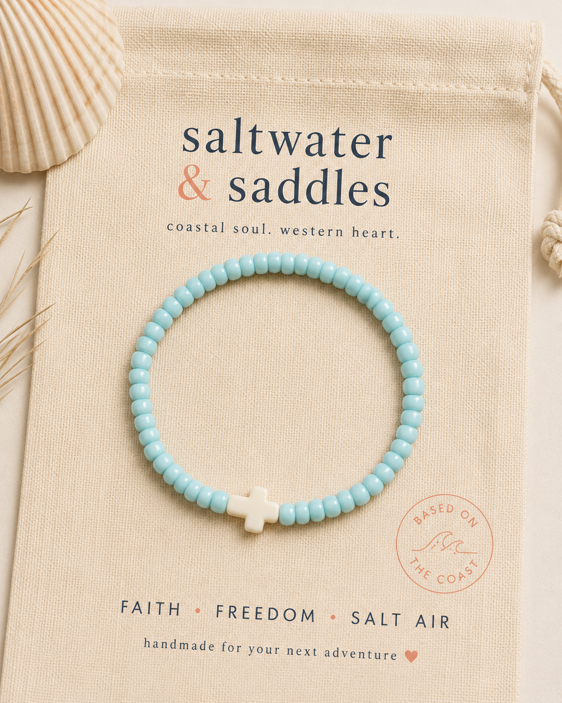 Teal Stretchy Beaded Bracelet saltwaterandsaddles