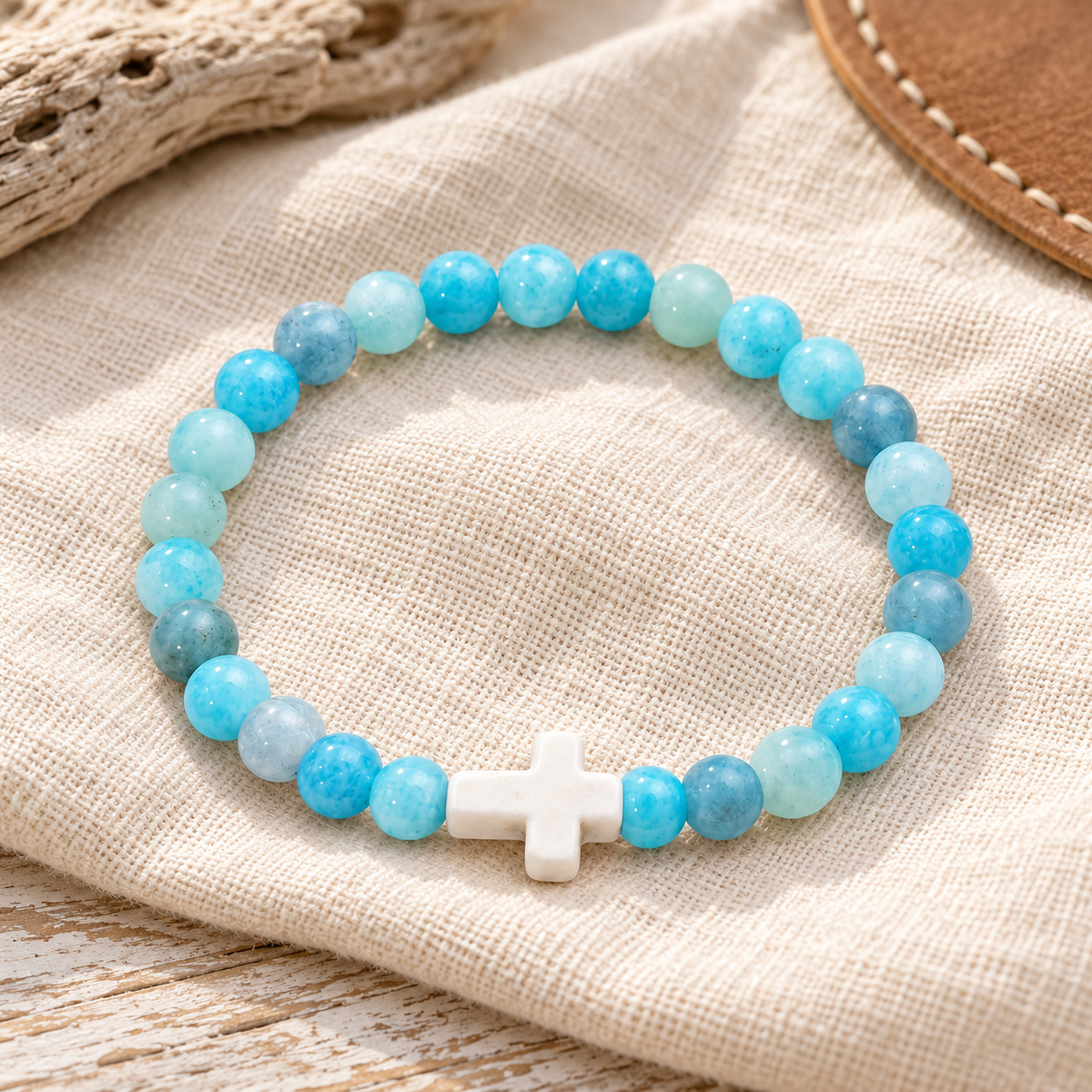 Ocean Beaded Stretchy Bracelet saltwaterandsaddles