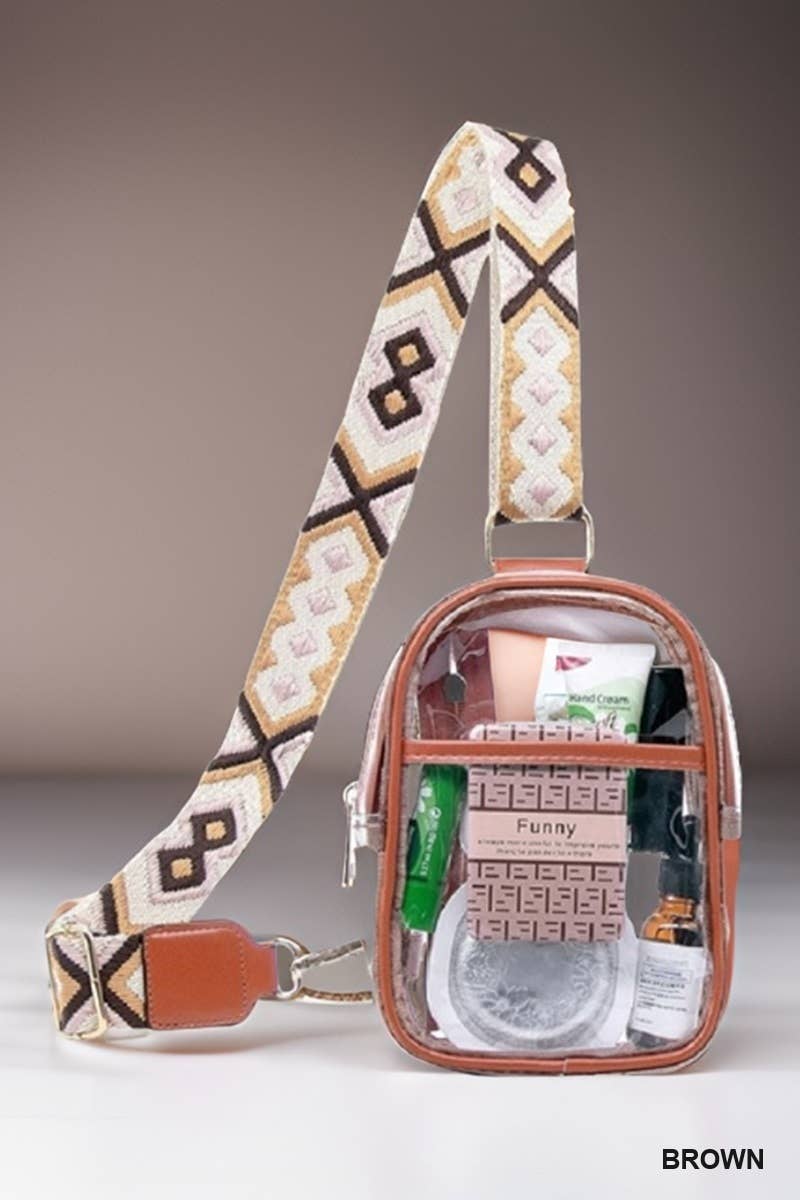 `Clear Sling Bag With Guitar Strap Zenana Consgt.