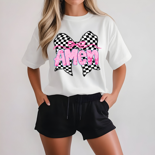 Amen Checkered Bow