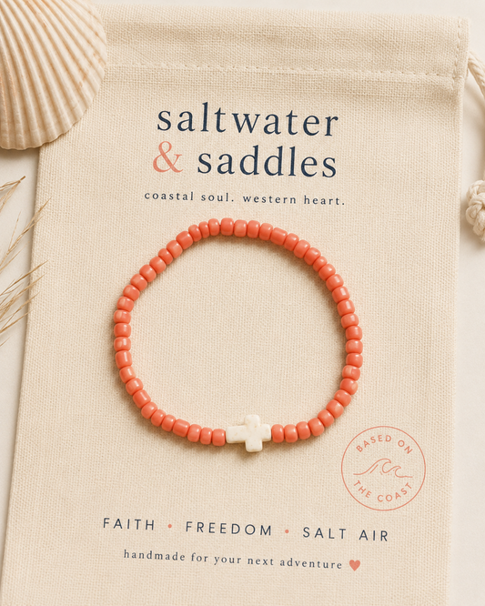 Coral Stretchy Beaded Bracelet