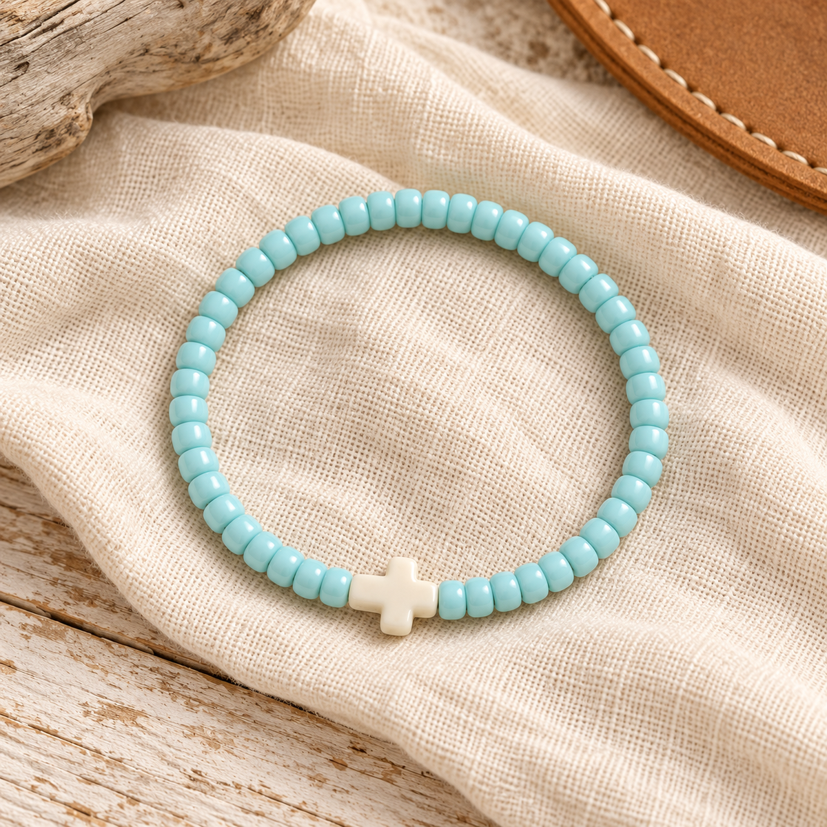 Teal Stretchy Beaded Bracelet saltwaterandsaddles