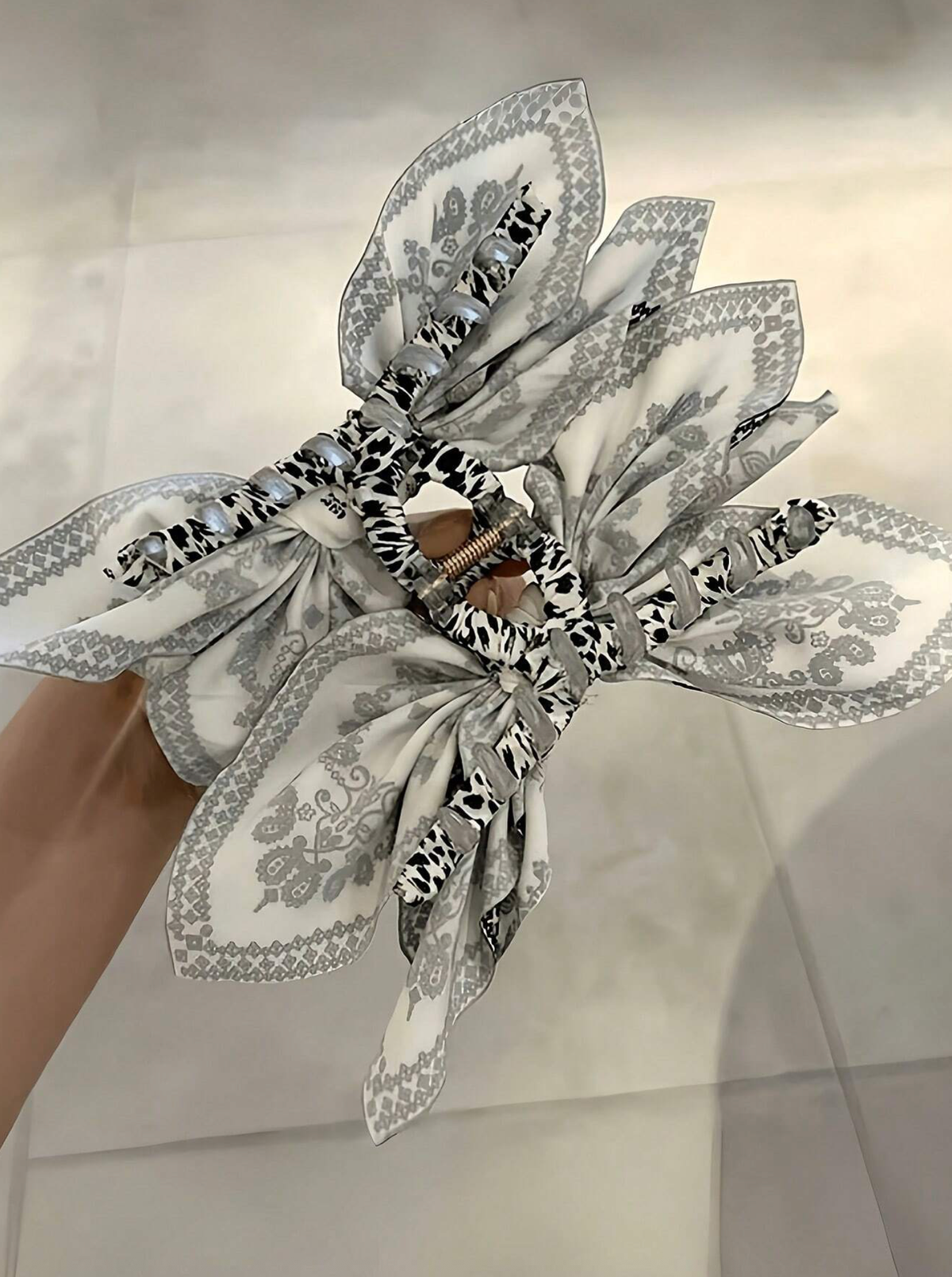 Black and White Print Bow Hair Clips Kate Tuesday Jewelry