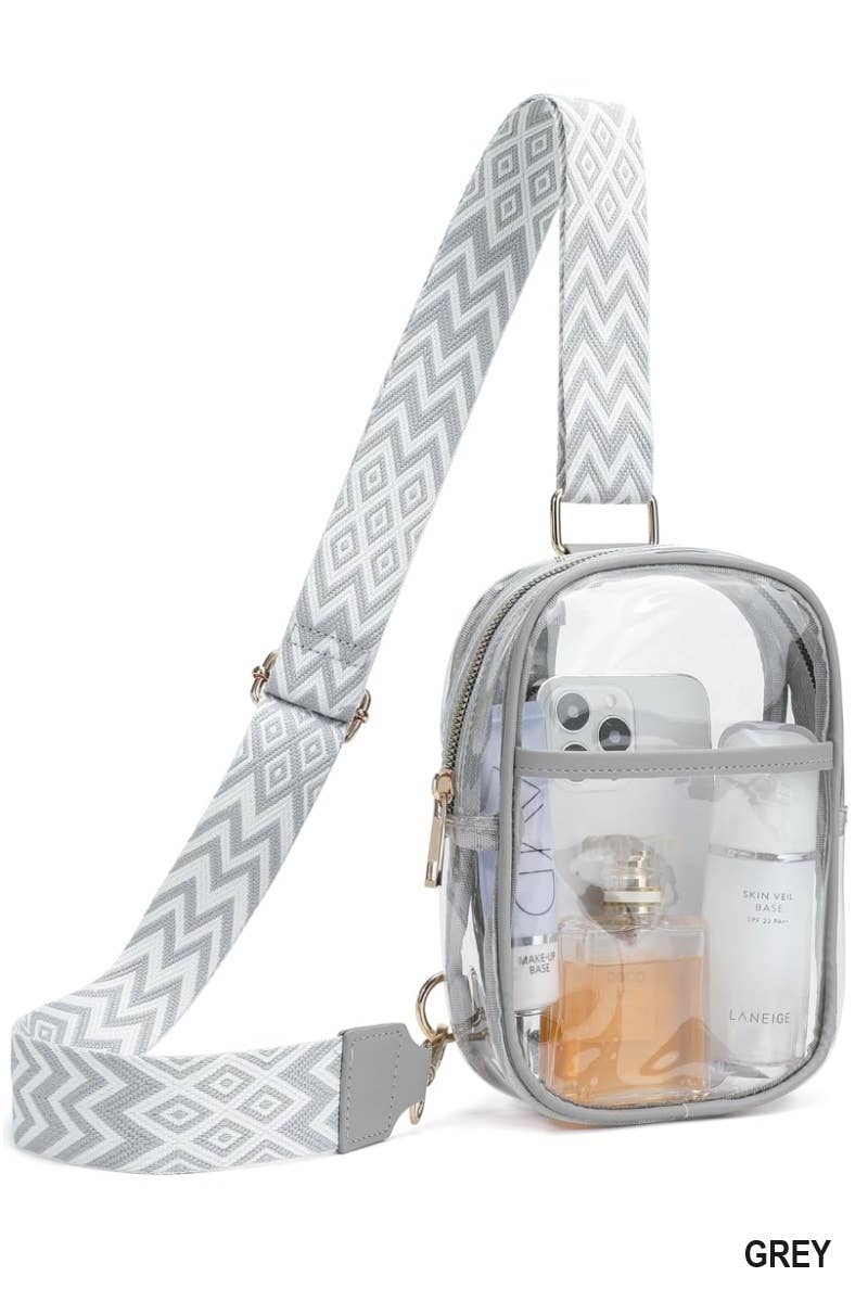 `Clear Sling Bag With Guitar Strap Zenana Consgt.