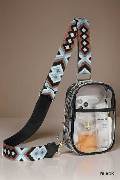`Clear Sling Bag With Guitar Strap Zenana Consgt.