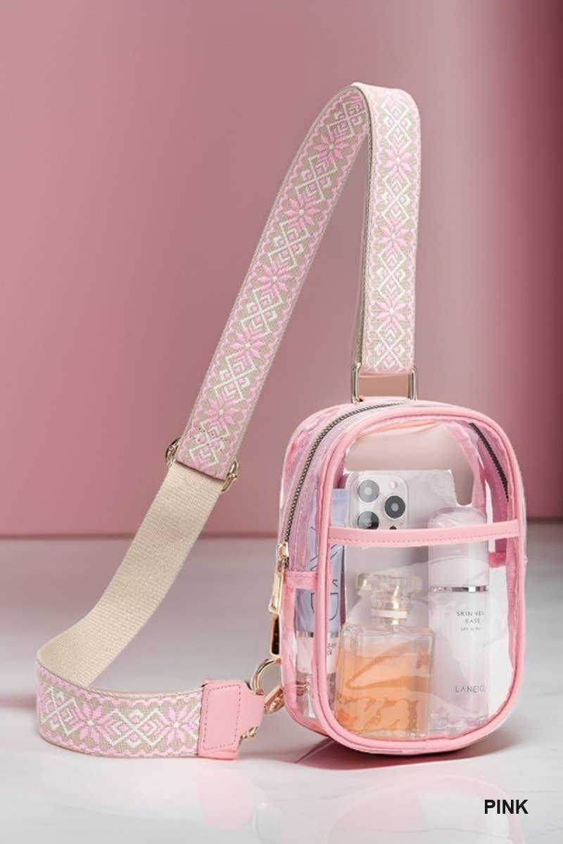 `Clear Sling Bag With Guitar Strap Zenana Consgt.
