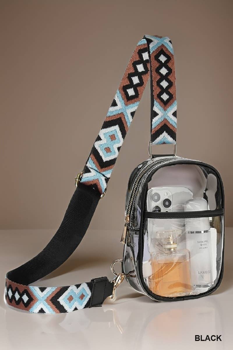 `Clear Sling Bag With Guitar Strap Zenana Consgt.