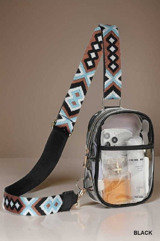`Clear Sling Bag With Guitar Strap Zenana Consgt. 42POPS