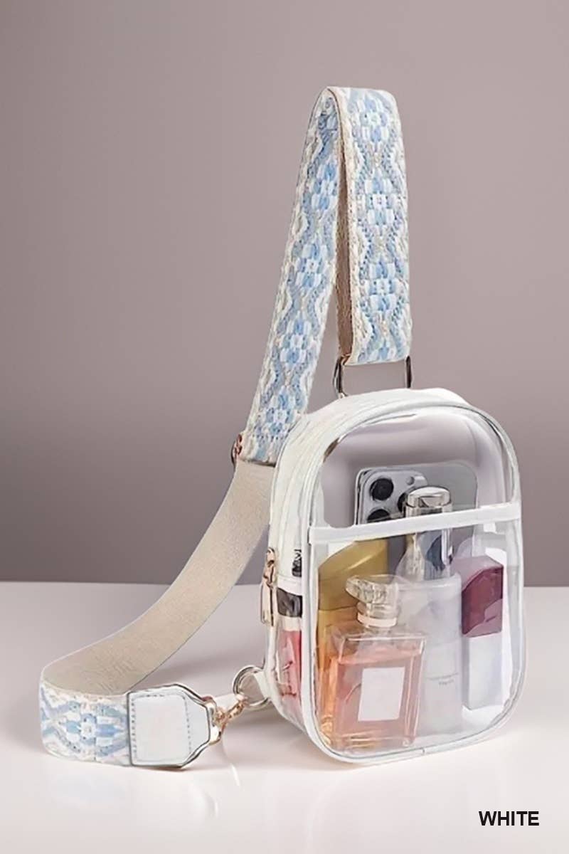 `Clear Sling Bag With Guitar Strap Zenana Consgt.